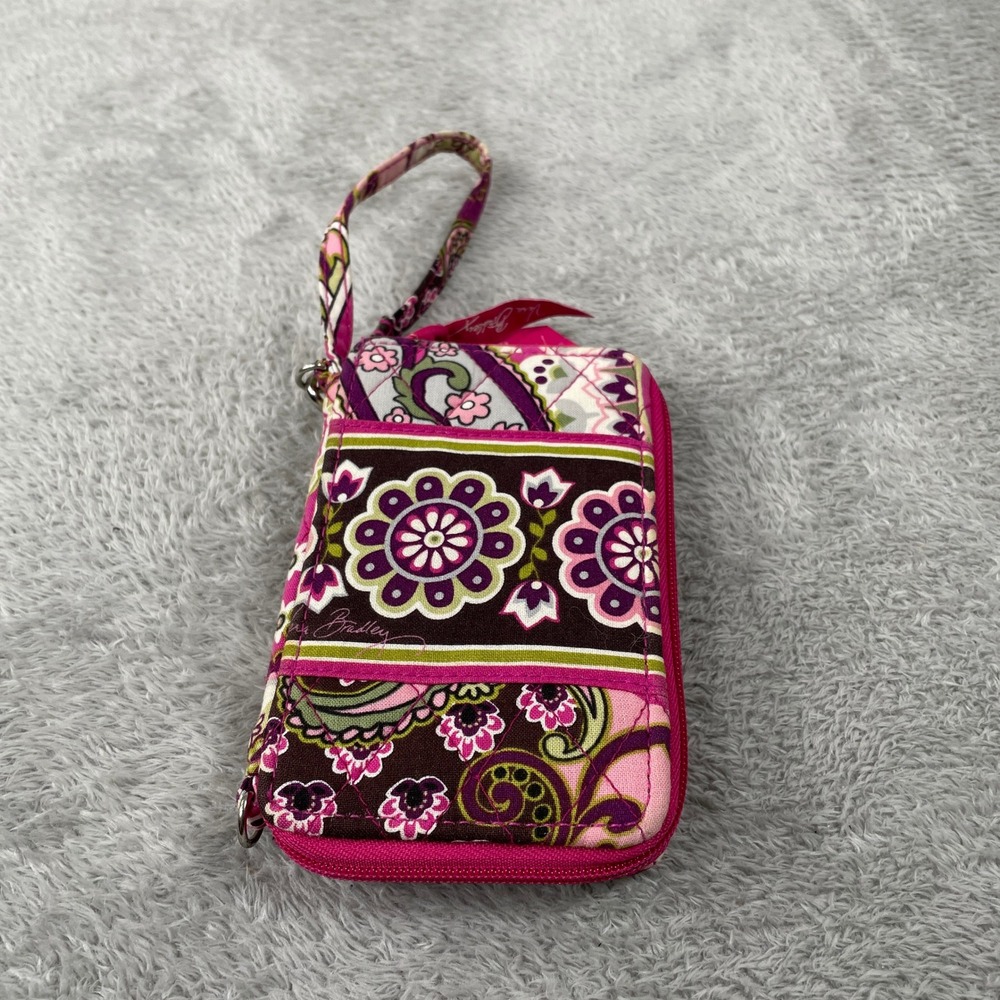 Vera Bradley Wristlet Womens One Size Pink Purple Floral Paisley Quilted Preppy